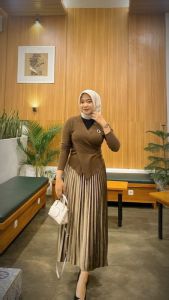 Rok beludru panjang - Rok plisket bludru premium - Rok bludru velvet Panjang wanita