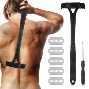 Dao Cạo Râu An Toàn Cán Dài Cho Nam Dụng Cụ Tỉa Lông Chân Thân Thể Có Thể Gập Lại Dùng Để Tẩy Lông