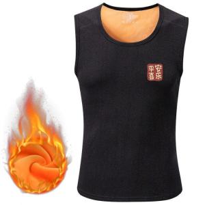Mens Fashion Urban Thickened Fleece Lined Slim Fit T-Shirt Vest Spring Autumn Winter Sleeveless Thermal Inner Wear Jacket