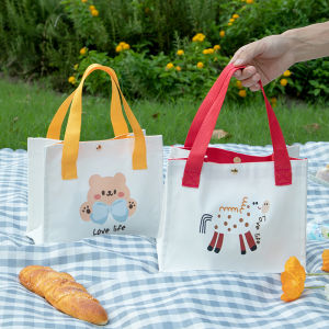 Cnmf Túi vải đựng Hộp Đựng Đồ Ăn Trưa hai tay cầm bị chặn màu cho học sinh mới túi đi cắm trại xách tay Dung tích lớn du lịch sáng tạo và thời trang