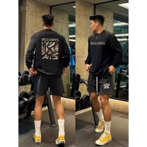 Áo Thun Cotton Dài Tay Rộng Rãi Thường Ngày Mùa Thu Cho Nam Áo Thun Cotton Nguyên Chất Phong Cách Mỹ Thời Trang Giản Dị