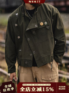 Retro American Motorcycle Jacket Mens Ameika Khaki Old Money Style Riding Hunt Coat Loose Fit Cotton Long Sleeve Outerwear