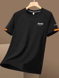 New Summer Mens Quick Dry Ice Silk T-Shirt round Neck Elastic Breathable Sport Short Sleeve Fitness Training Outdoor Casual Half Sleeve