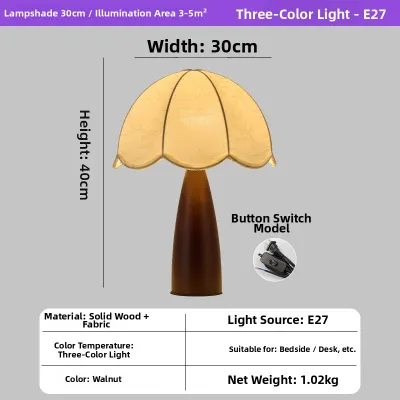 Vintage Wabi-sabi Style Decorative Wooden Bedside Lamp