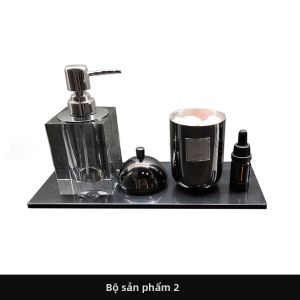 Bộ Phụ Kiện Phòng Tắm Chai Dầu Lotion Pha Lê Đế Đá Marble