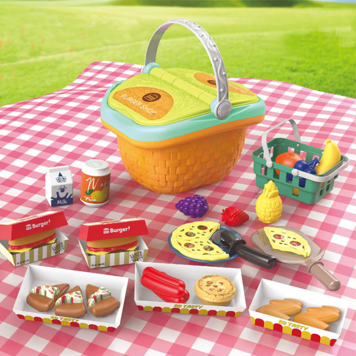 Kids Toy Pretend Play Toy Set Picnic Hand Basket DIY Play Pretend Game ...