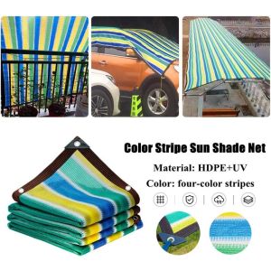 Anti-UV Colorful Stripe Sun Shade Net Awnings Outdoor Swimming Pool Cover Garden Shading Cooling Net Durable