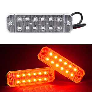 KEVANLY | 2PCS 12V 24V Truck LED Side Marker Light Double Row 12 SMD Strobe Warning Light Indicator Signal Light Rear Taillight Colorful