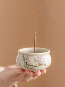 Indoor Ceramic Orchid Flower Three-Legged Incense Burner Home Decor Small Accessories Tea Ceremony Tea Set Orchid Incense Holder