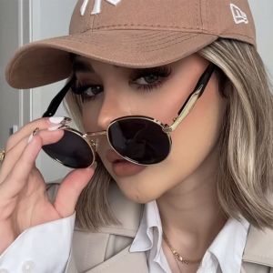 Trendy round Metal Womens Sunglasses 2024 Fashionable UV Protection Non-Polarized Full Frame Optical Glasses for Children