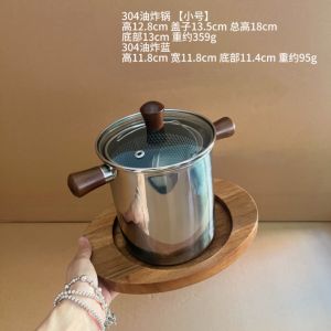Stainless Steel 304 Deep Fryer Small Home Use Tenpura Multi Function Oil Deep Frying Pot Anti Rust Corrosion Kitchen Tool
