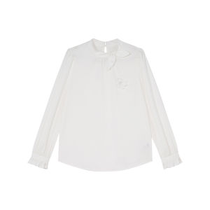 Neck Tie Floral Pocket Long Sleeve Shirt