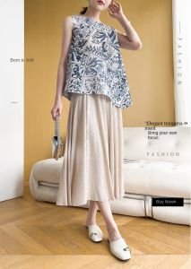 Sunya1. คุณภาพระดับเคาน์เตอร์ฤดูร้อนใหม่ Miyake High-End จีบสไตล์คลาสสิกพระแฟชั่นลำลองทุกคู่กระโปรง #1190