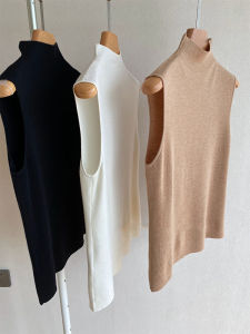 V.C.I | Semi-high Collar Merino Wool Knit Sleeveless Vest for Women
