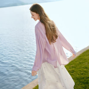 XIANGYING | White Tencel Ribbon Lightweight Shirt