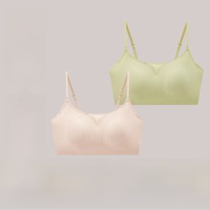 HUACHENGSHI | Summer Thin Strap U-Shape Back Bralette Womens Underwear Integrated Chest Pad Anti-Light Inner Wear Bra Nylon Fabric Pure Color