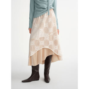 DUSHU | Lace Flower Design Irregular Hem Half Skirt