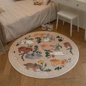 French Style Childrens Room Decorative Carpet Circular