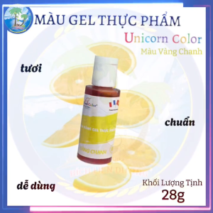 [Chai 28g] Màu vàng chanh_Màu thực phẩm dạng gel hiệu Unicorn