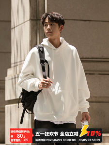 Winter New Heavyweight Thickened Fleece Hoodie Mens Teenagers Trendy Loose Solid Color Sweatshirt Cotton Polyester Casual Wear