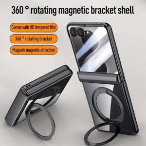 szhaiyu | 360 Rotating For Magsafe Magnetic Kickstand Phone Case For Samsung Galaxy Z Filp 8 7 Tempered Glass Axis Protection Ring Holder