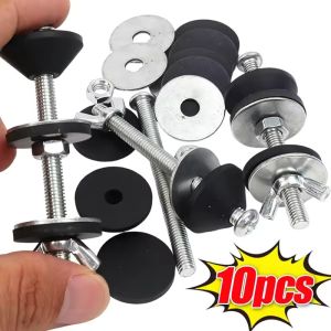 10Pcs 304 Stainless Steel Split Toilet Cistern Fixing Screws with Rubber Washers Old-Style Toilet Bowl Bolts Hex Nuts Tank Installation Bolt
