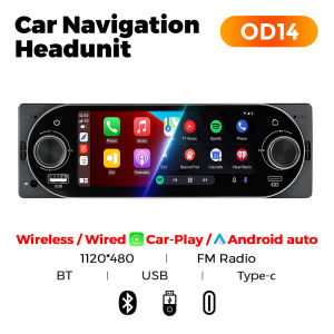 MEKEDE&NAVIFLY 1Din Wireless CarPlay HD Touch Screen Universal 5.2 Car Radio FM Stereo MP5 Multimedia Player BT TF Port Camera