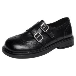 Josiny | Brown Thick-sole Loafers Women 2026 New Round Comfort Soft Style