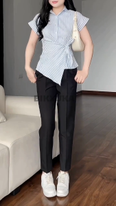 BIKXUKA - Quần Baggy Cạp Cao lưng cao 1 khuy trước tôn dáng siêu xinh chất vải tuyết mưa cao cấp Q05