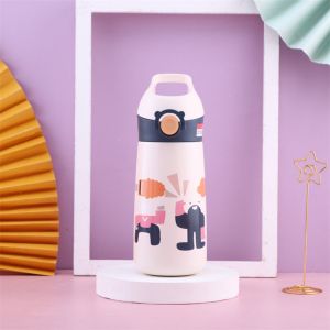 Children with Straw Stainless Steel 316 Water Bottle Vacuum Flask Stylish Geometric | Termos Air Botol Kanak
