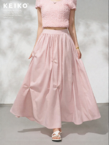 KEIKO | Pink Beads Bow A-Line Skirt