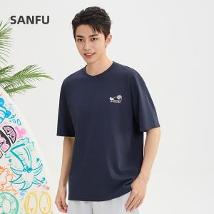 SANFU | Cute Cartoon Embroidery T-shirt Round Neck Loose Short Sleeves Top