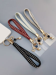 Fashionable Knitted Phone Strap Short Handheld Bracelet Womens Premium Quality Hanging Pendant Red Wrist Cord Mobile Accessory