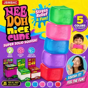 JBMBHC 3PCS NeeDoh Nice Cube Squishy Stress Ball Slow Rising Fidget Toy Sensory Toys for Kids Adults Anxiety Relief