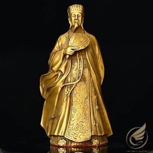 Tượng Đồng Khổng Minh Gia Cát Lượng Bằng Đồng Tượng Khổng Minh Cầm Quạt Lông Vũ Decor Phong Thủy - Đồ Đồng Thuận Tâm