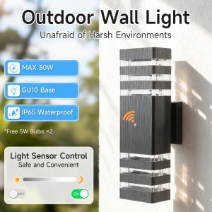 Smart Outdoor Wall Light Motion Sensor Replaceable GU10 Bulb Led Wall Lamp for Bedroom Backyard Garage Decor Wall Light 220V