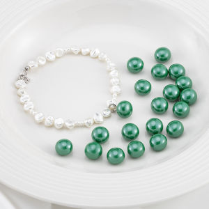 Green Flat Round Pearl Beads Faux Pearl For DIY Jewelry Accessories Half-hole ABS Imitation Pearls