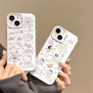 Katie Cat Cartoon Phone Case Womens Style Protective Shell Couples Design Anti-Fall Silver Color Compatible with iPhone 15