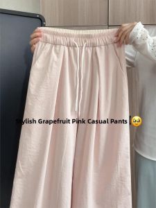 Pink Wide Leg Pants Womens Winter Thin Loose Draped Yamamoto Pants Small Size Ice Silk Milk Skin Casual Pants