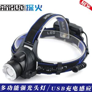 ไฟตกปลากลางคืนแบบมีแสงสูง P50 ที่สวมใส่ได้ ไฟติดหน้าที่มีการอินเทอร์เฟซแบบอัตโนมัติสำหรับการตกปลาในกลางแจ้งและขุดเจาะ