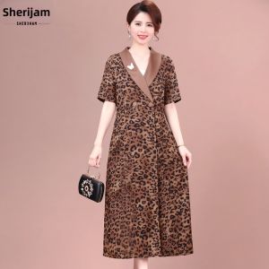 SHERIHAM | Retro Leopard Print Waist-cinching Elegant Large Size Summer Coat
