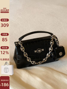 Chio2nd Autumn Dance Black Handbag Womens Single Shoulder Crossbody Bag South Wind Elegant Commuting Style Fabric Lining