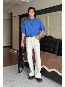 Clayn Blue 100% Cotton Summer Retro Sun-Protective Shirt