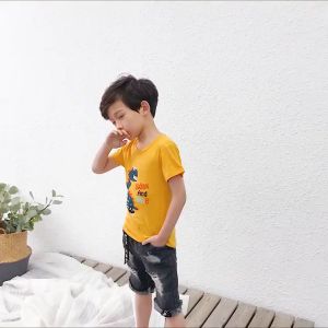 【C035】Stock Clearance Kids Korean Style Fashion Boys & Girls Cotton T-shirt Top Wear Clothes Children Shirt Dinosaur Cartoon Casual T-shirt for toddlers