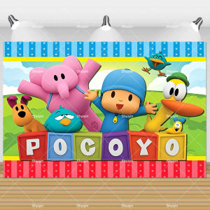 Potdemiel | Cartoon Elephant PP Kids Birthday Decorations Party Supplies POCOyoed Theme Backdrop Baby Shower Banner Photo Shoot Props Gifts