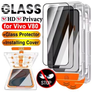 3Pcs Easy Installation Privacy Tempered Glass Screen Protector for Vivo V80 HD Clear/Anti-spy Anti-scratch Films for Vivo V80