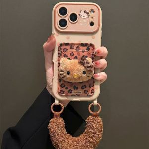 Autumn and winter leopard printing three-dimensional KT cat is suitable for Huawei MATE70PRO card bag mobile phone case P80/P70P80PRO h260705
