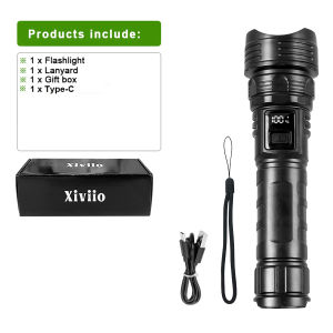 1000000LM Đèn Pin LED Sạc Loại C Mạnh Mẽ Chống Nước Tầm Xa 1000M Dùng Cho Câu Cá Ngoài Trời Đèn Cắm Trại