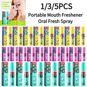 1/3/5PCS-20ml Portable Breath Freshening Spray with Mint Lemon Grape Flavors Plant-Based Mild Oral Care Formula for Oral Health
