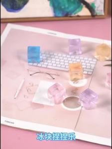 15Pcs Mini Ice Cube Squishy Toys Release Stress Transparent Small Ice Block Pinch Children Squeezing Stress Relieving Toy Gifts
